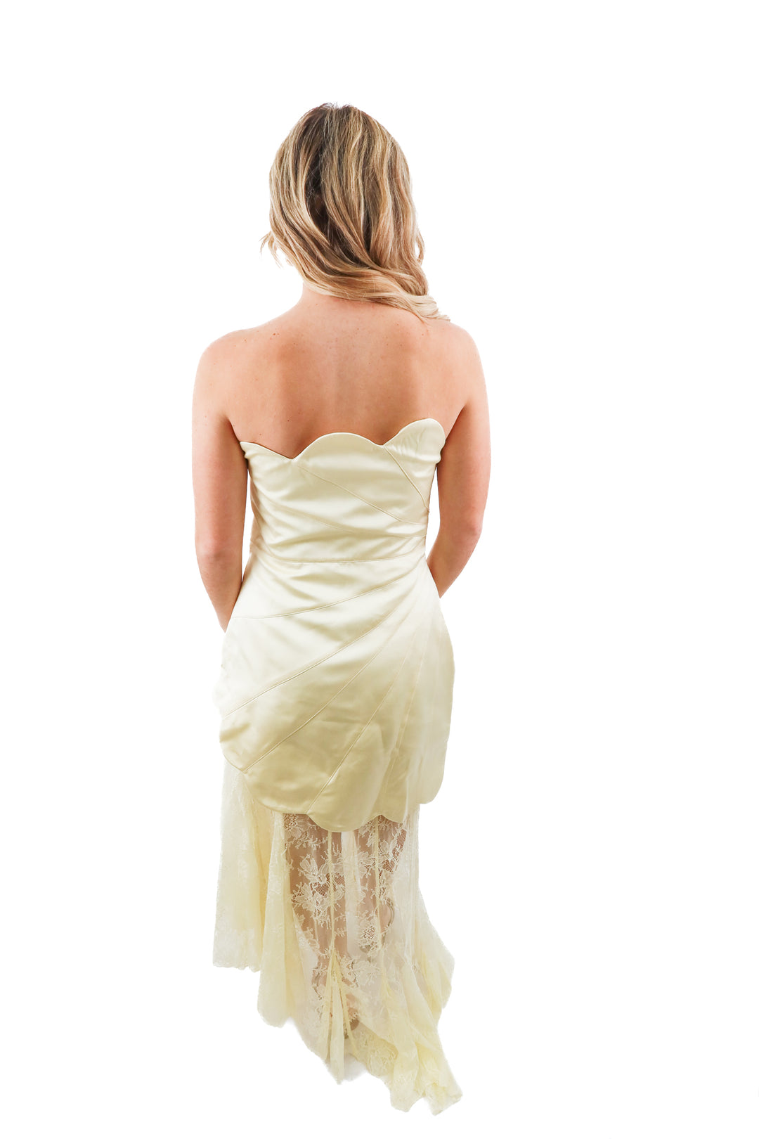 meshki aleena satin and lace yellow maxi dress NWT (L; retail $329)