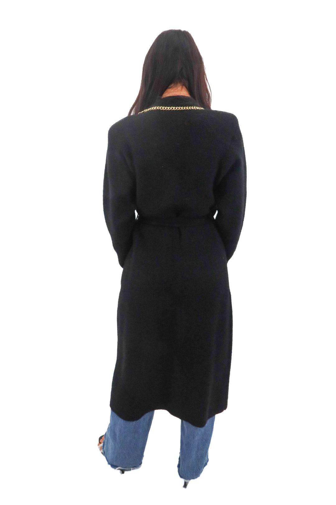 retrofete black and gold chain cardigan (m; retail $450)