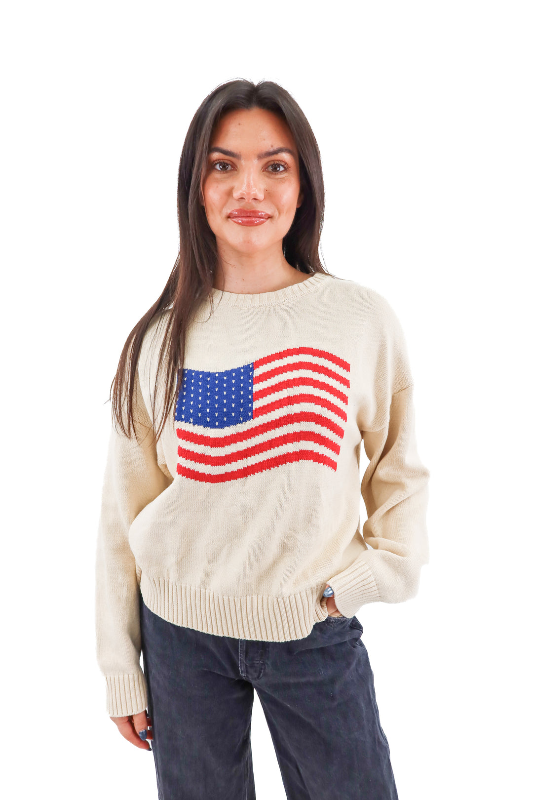 porridge american flag sweater (l; retail $125)