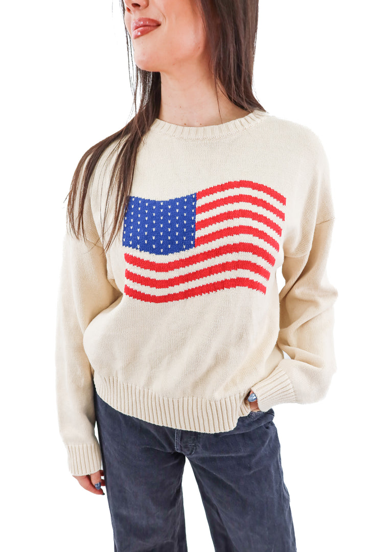 porridge american flag sweater (l; retail $125)