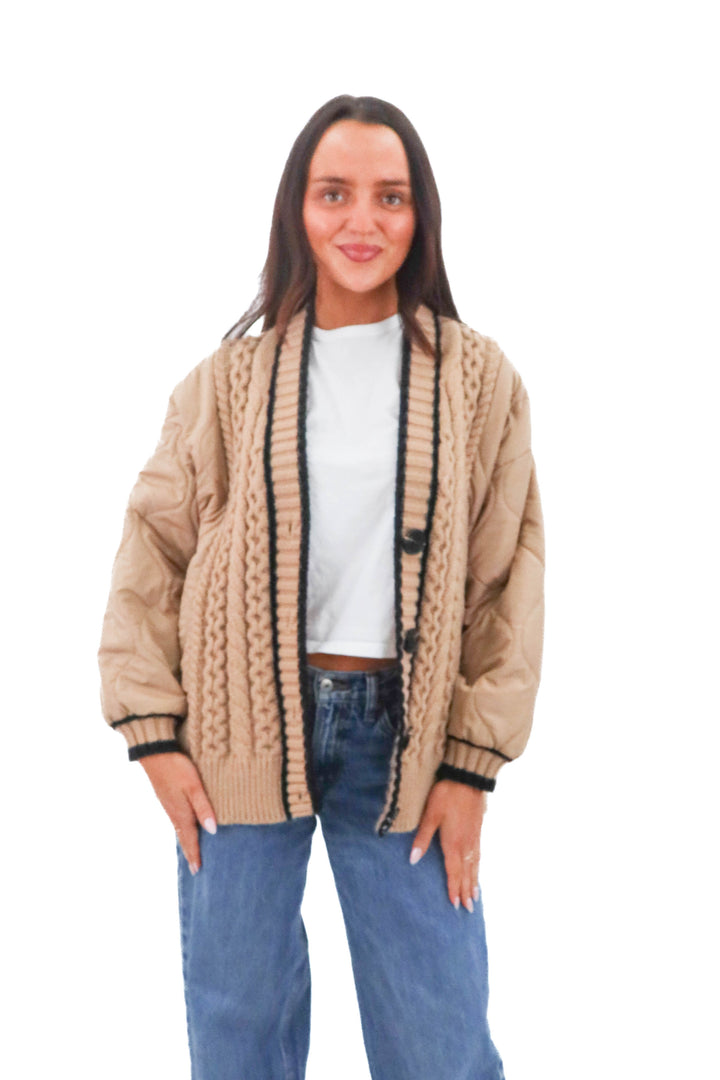 commense brown quilt coat (l; retail $85)