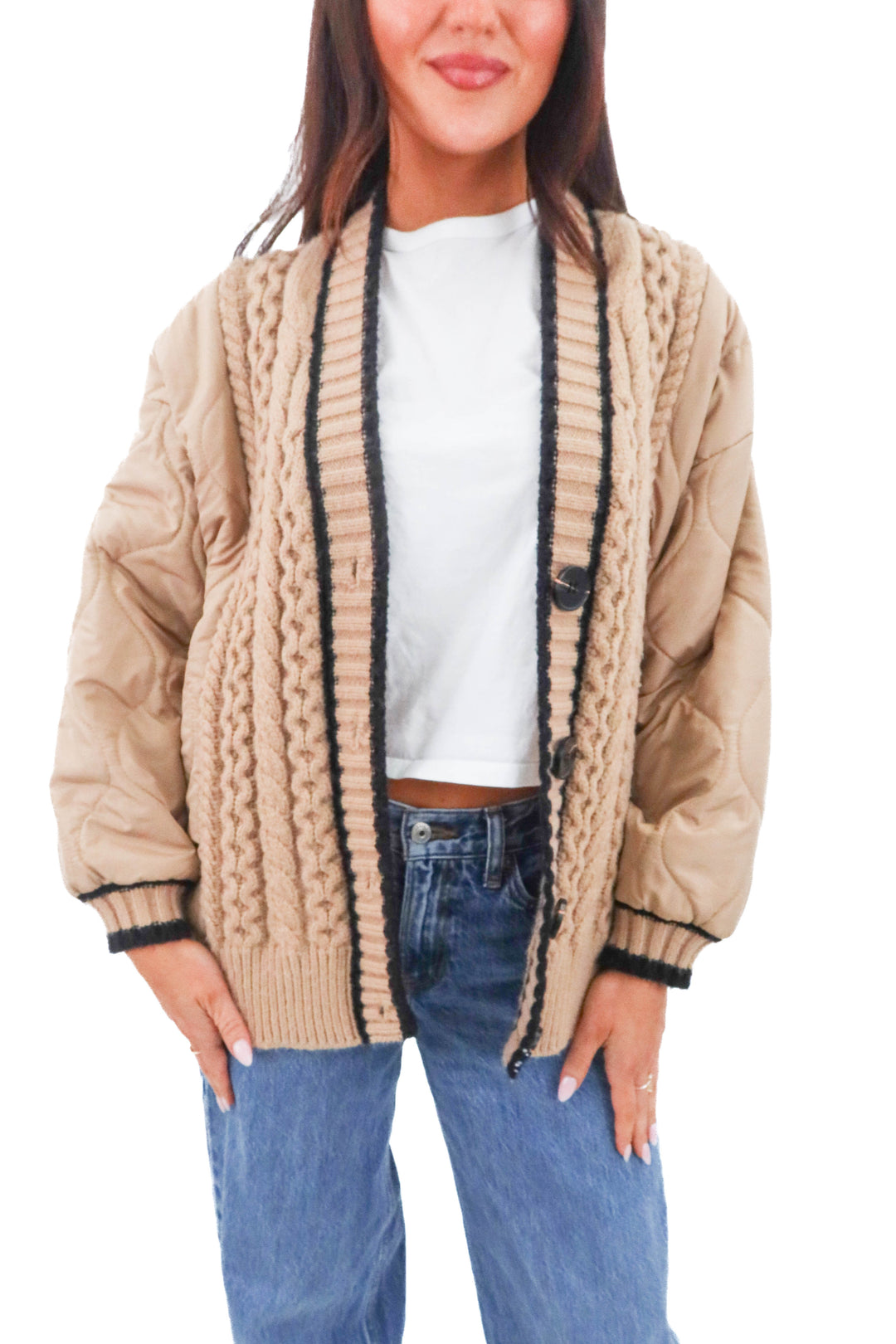 commense brown quilt coat (l; retail $85)