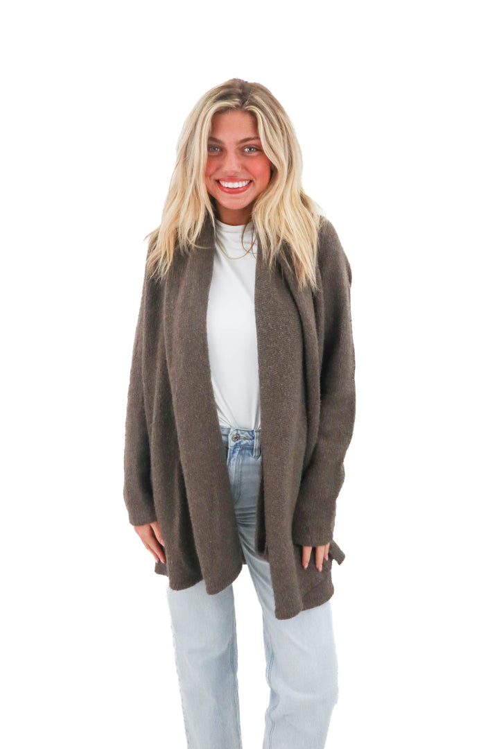 vince brown silk blend cardigan (m; retail $398)