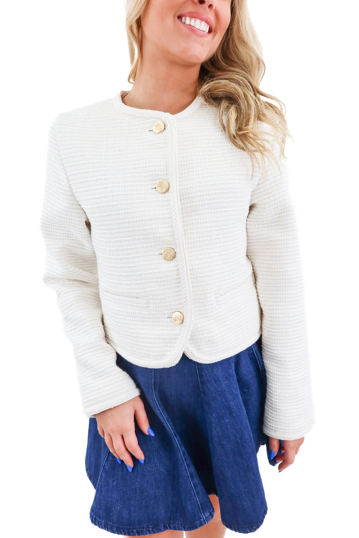 abercombie & fitch cream woven cropped jacket (s; retail $90)