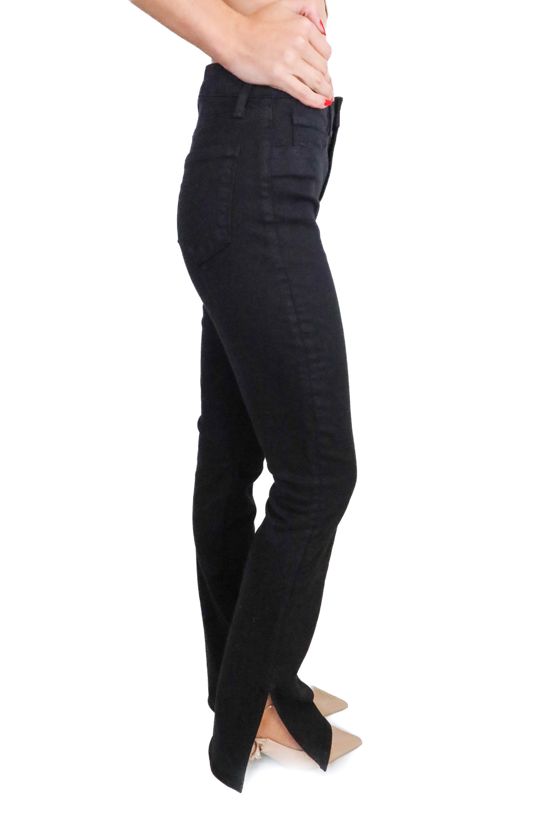 L'agence black jeans w/ leg slit (25; retail $225)