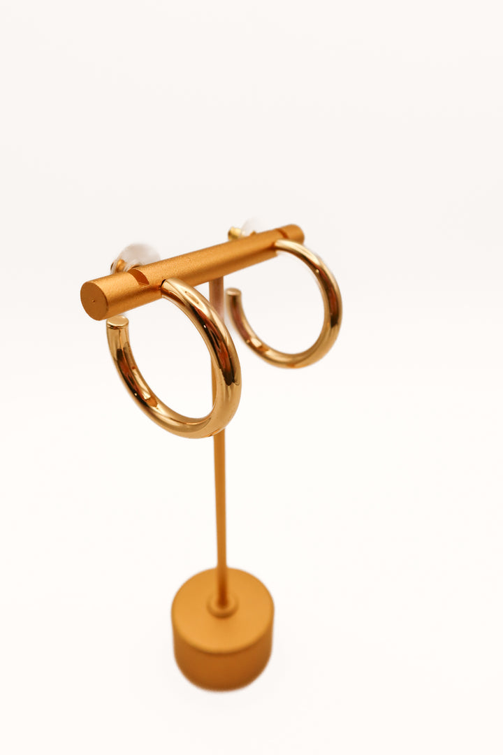 Gold medium open hoop earrings