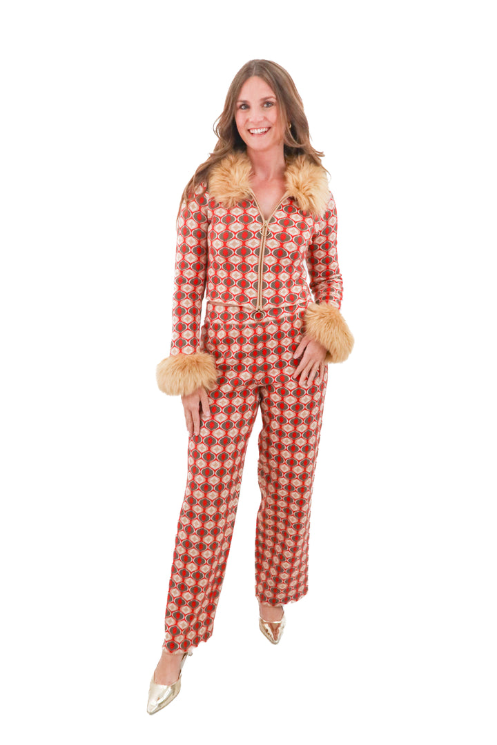 Show Me Your Mumu knit printed top and pant set (l; retail $296)