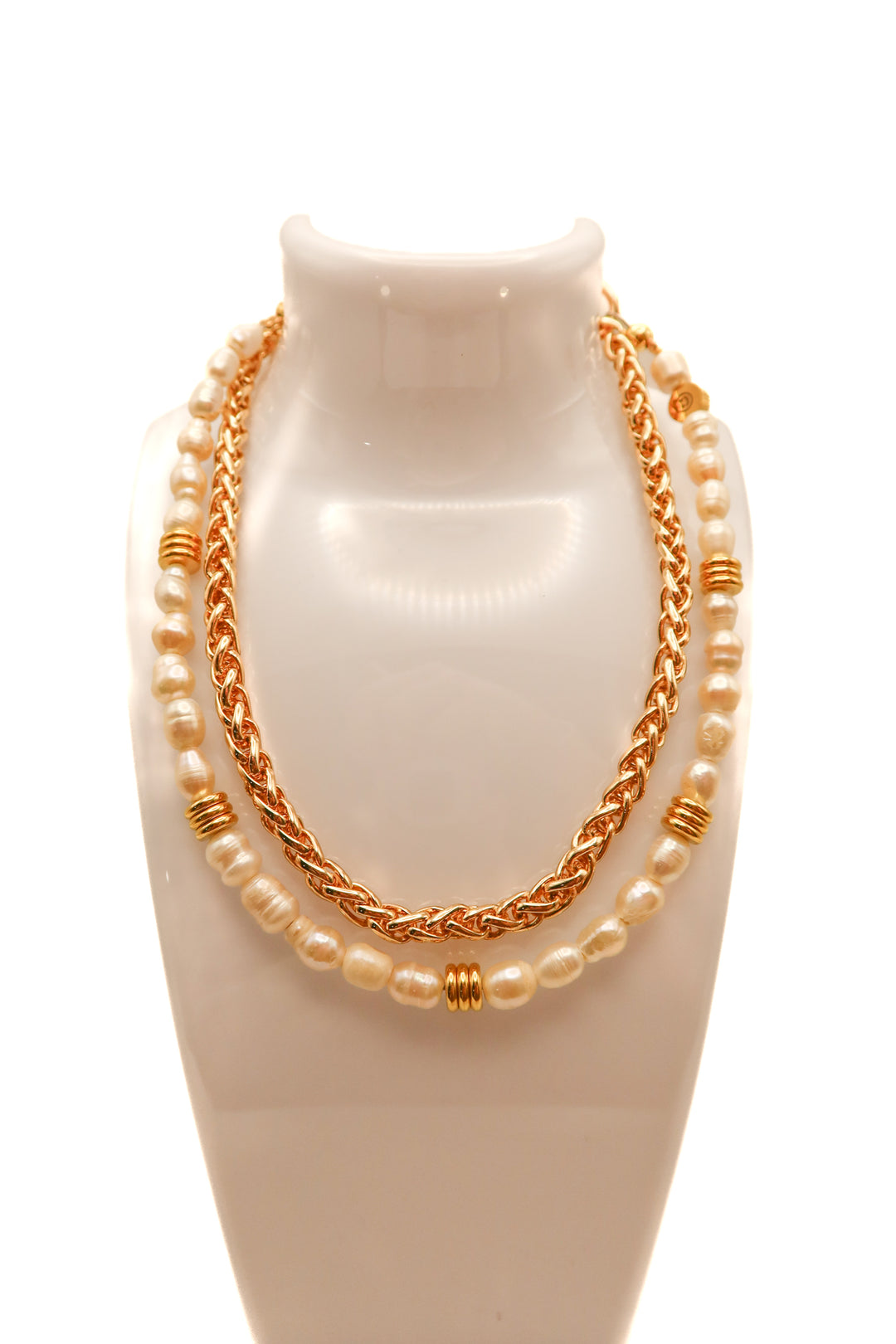 American eagle layered gold/pearl necklace