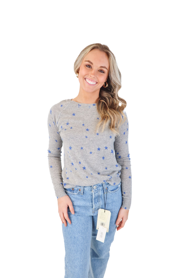 Autumn Cashmere Grey/Blue Star Sweater (XS)