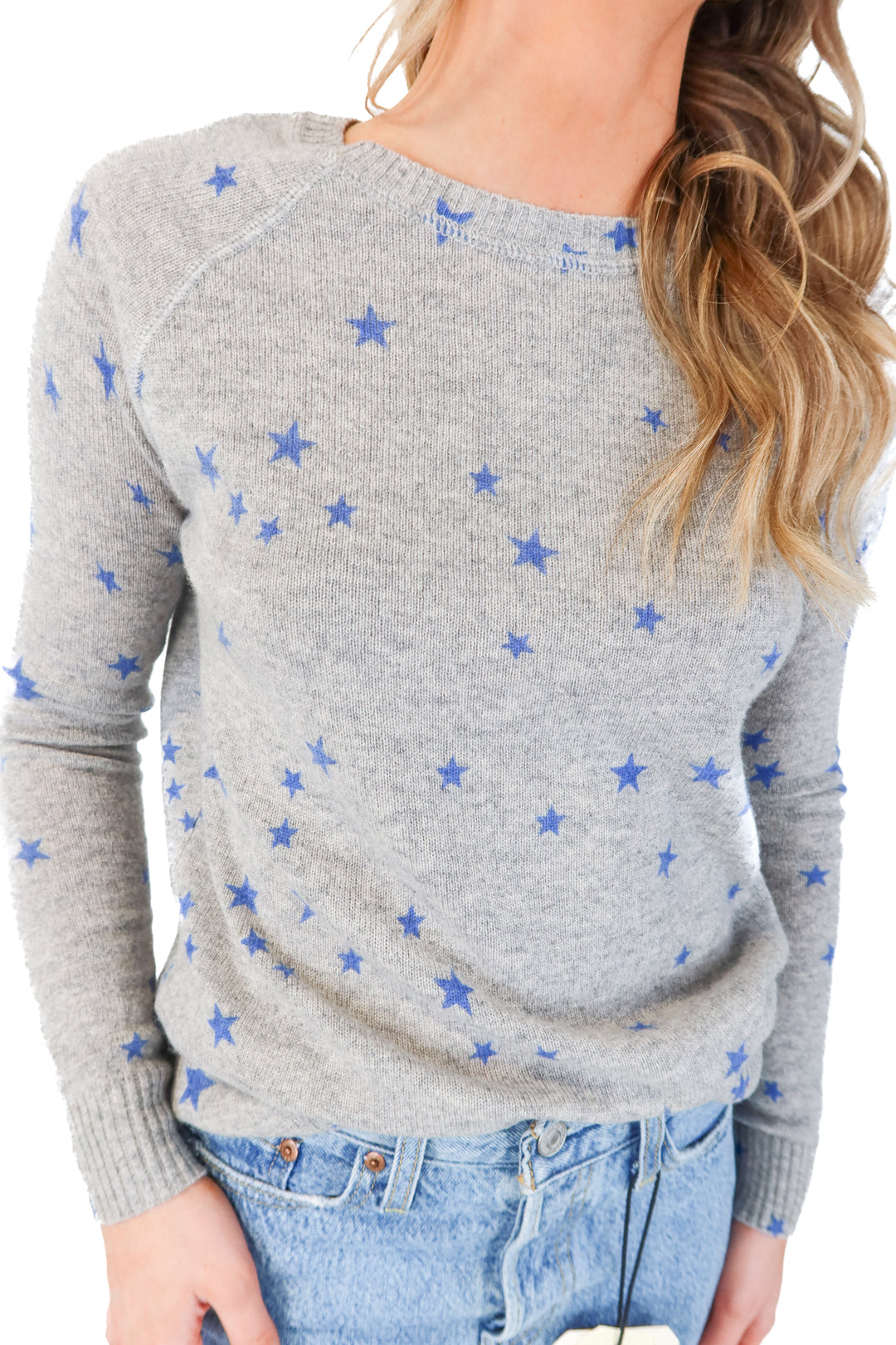 Autumn Cashmere Grey/Blue Star Sweater (XS)