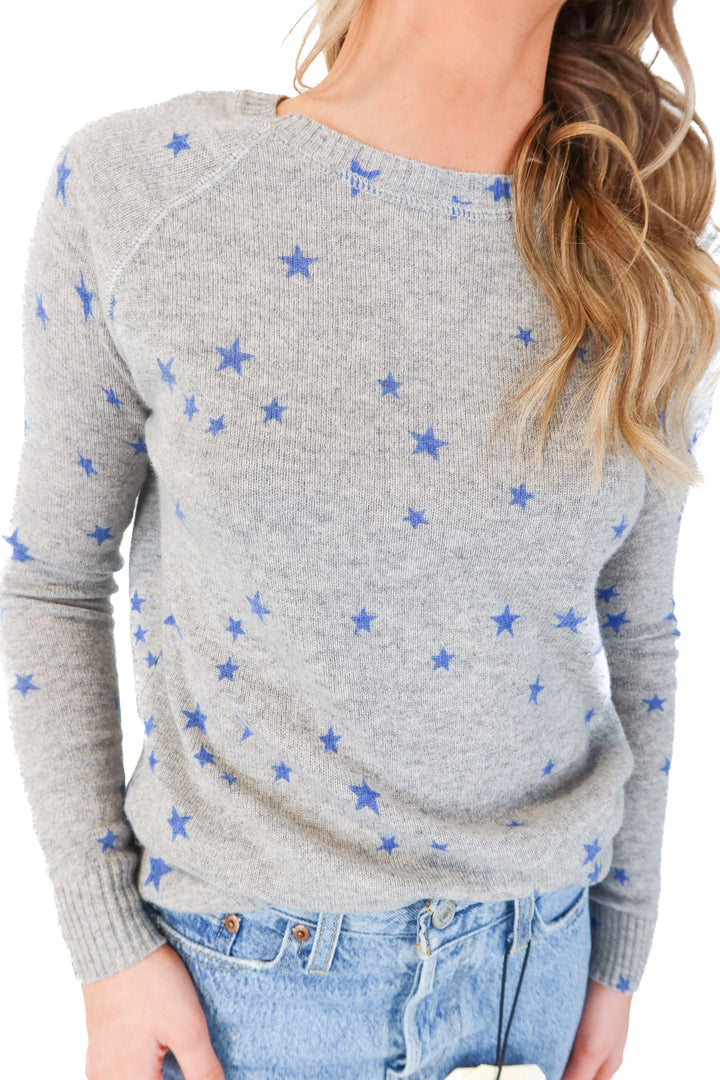 Autumn Cashmere Grey/Blue Star Sweater (XS)