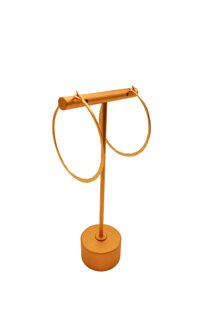 Hammered gold medium hoop earring