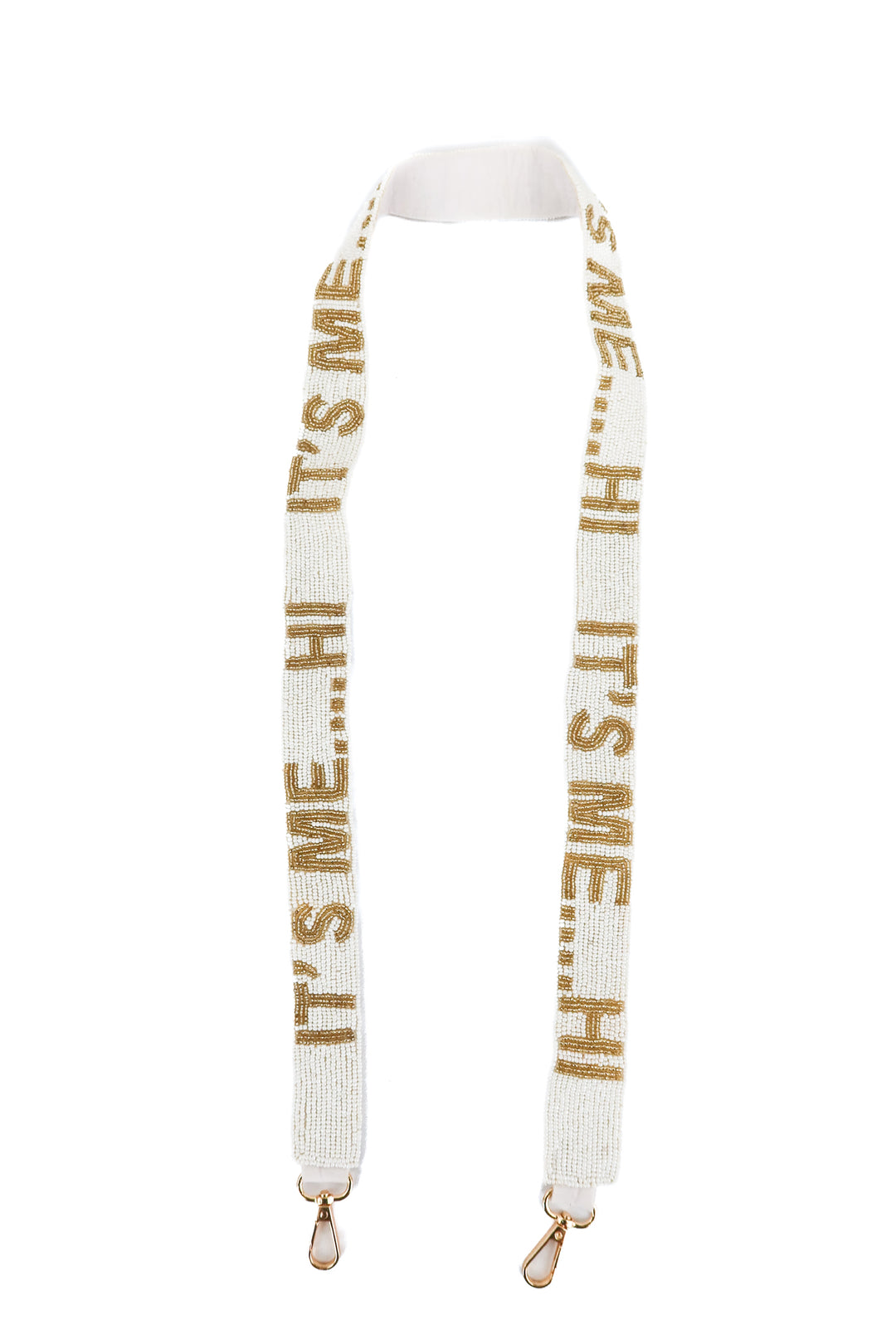 "hi its me" beaded bag strap