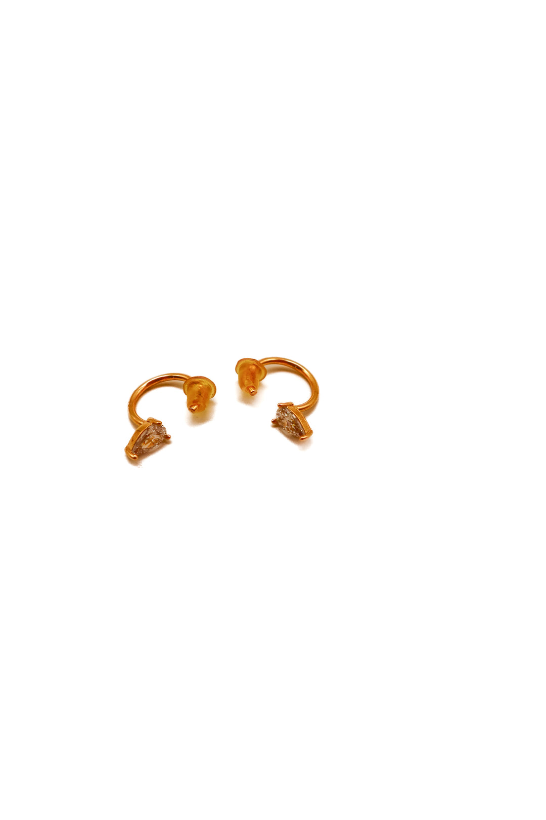 Mini gold oval diamond earrings