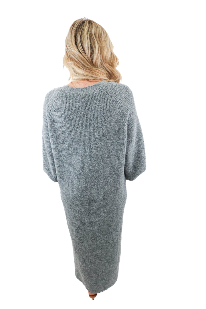 asos design grey oversized brushed knit long cardigan (XS; retail $77)