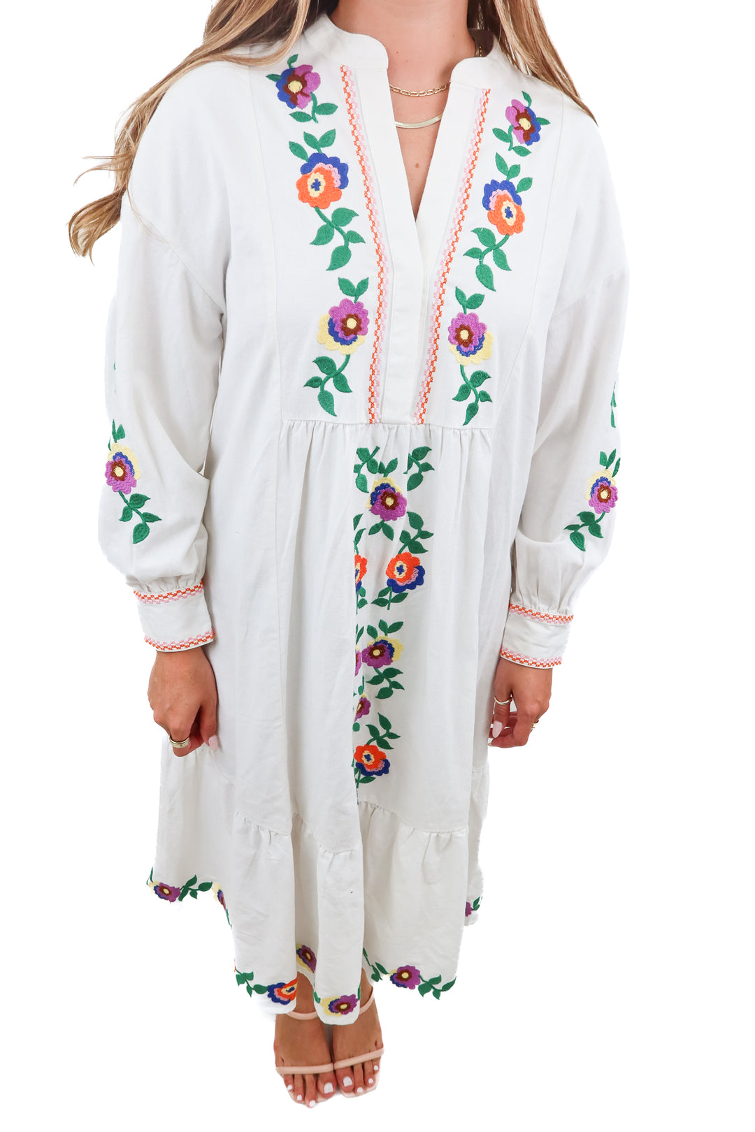 sezane white denim floral maxi dress (36)