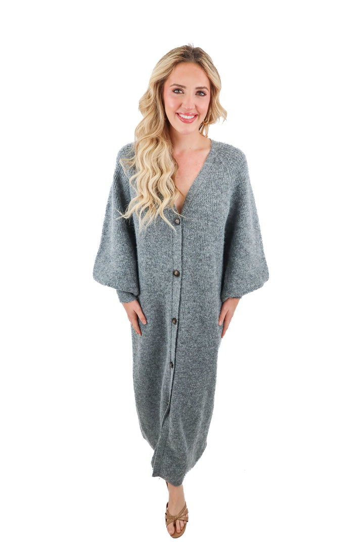 asos design grey oversized brushed knit long cardigan (XS; retail $77)