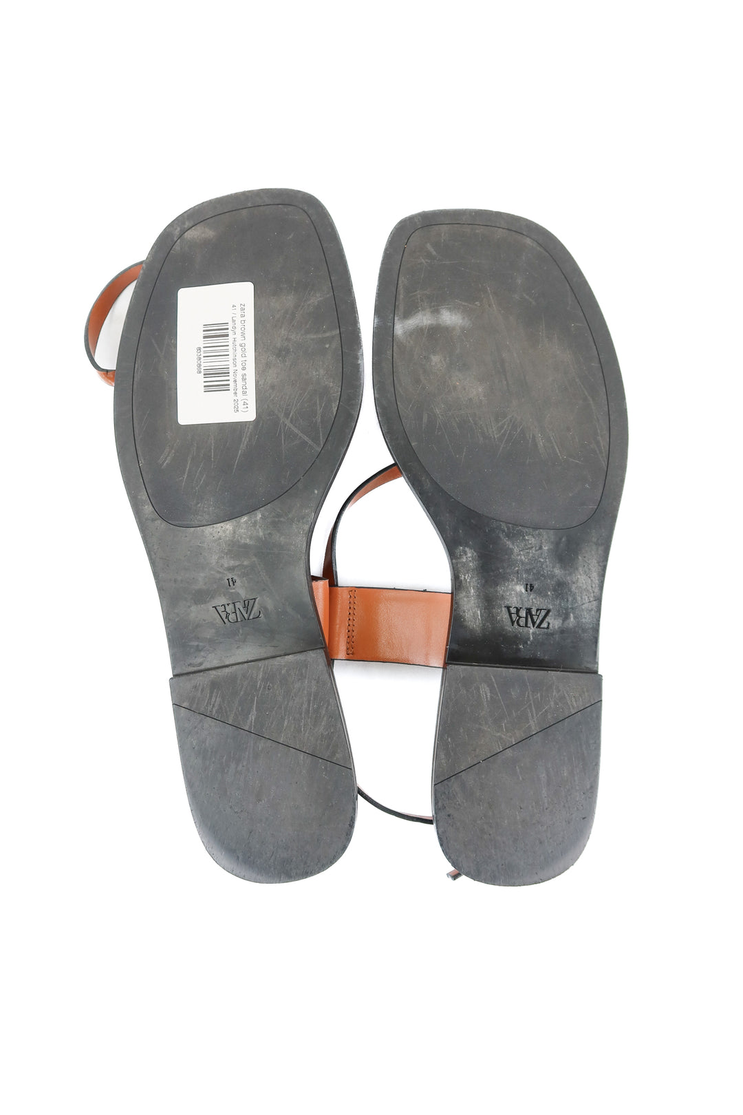 zara brown gold toe sandal (41/ US10-11)