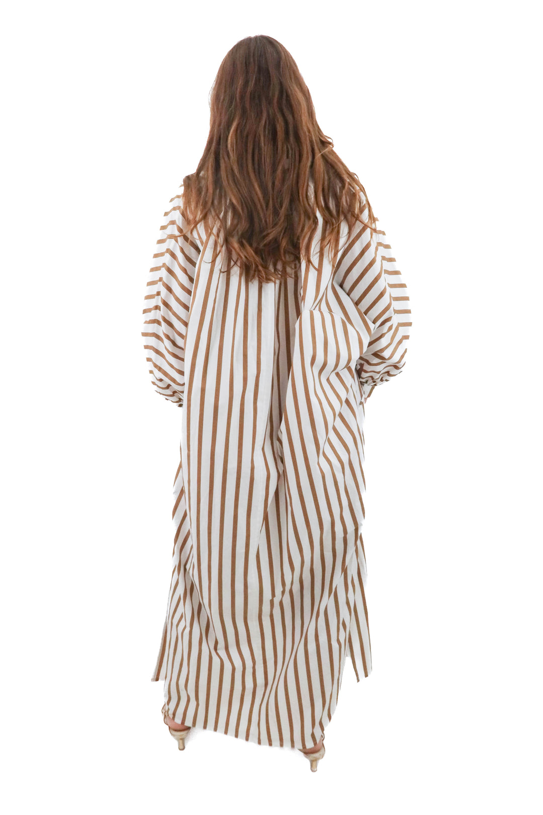 mikoh khaki and white striped maxi (3; retail $238)