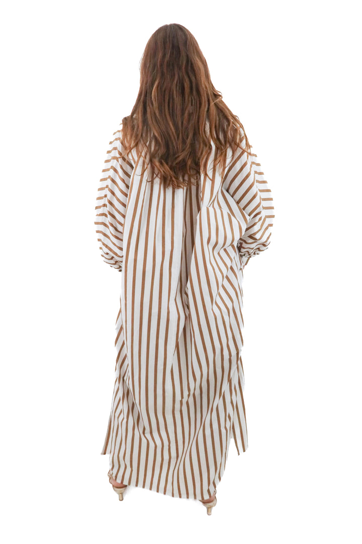 mikoh khaki and white striped maxi (3; retail $238)