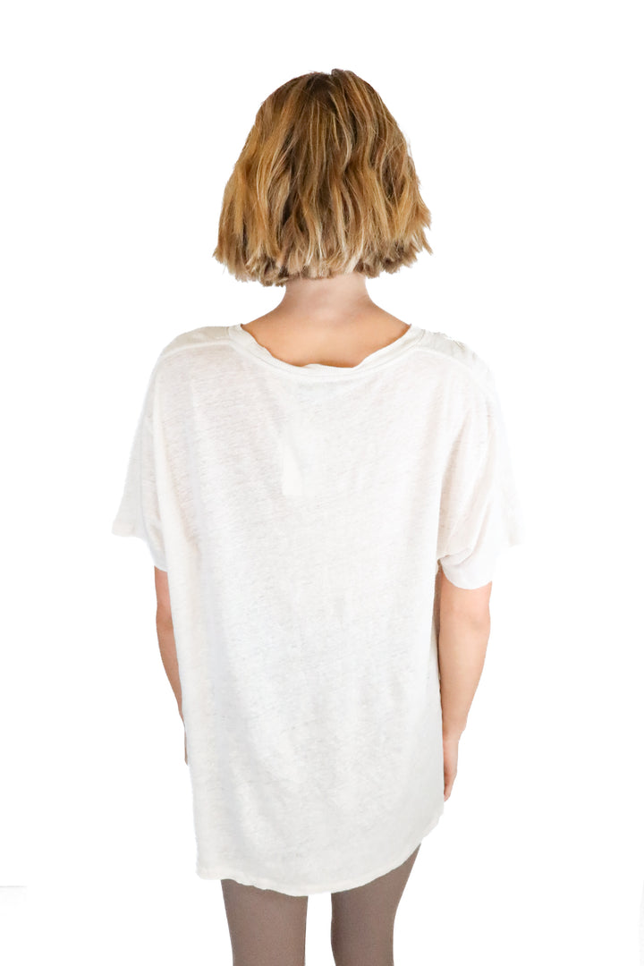 roi tan tee with stitching detail (s)