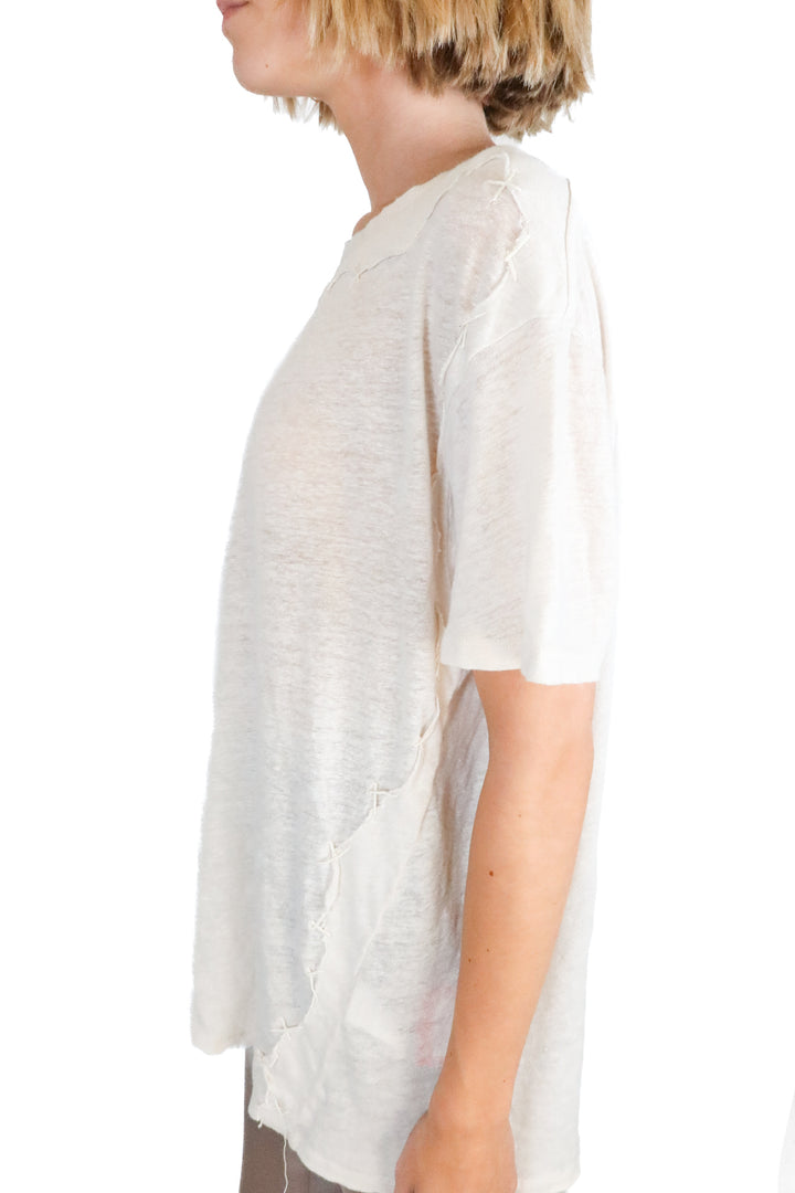 roi tan tee with stitching detail (s)
