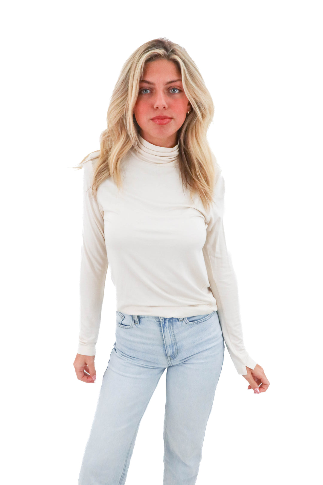 french connection white turtleneck (m)