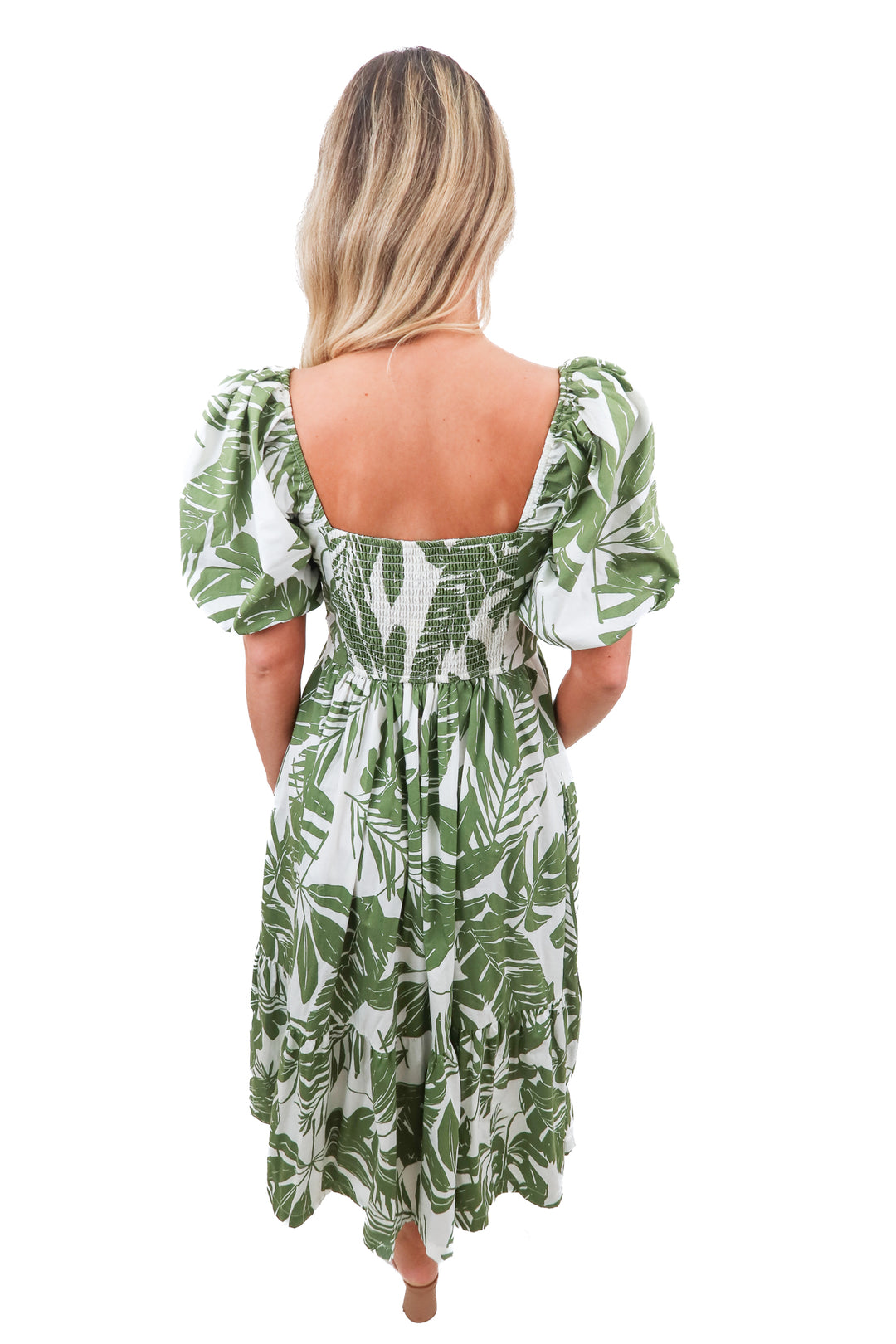 Abercrombie green palm dress (S)