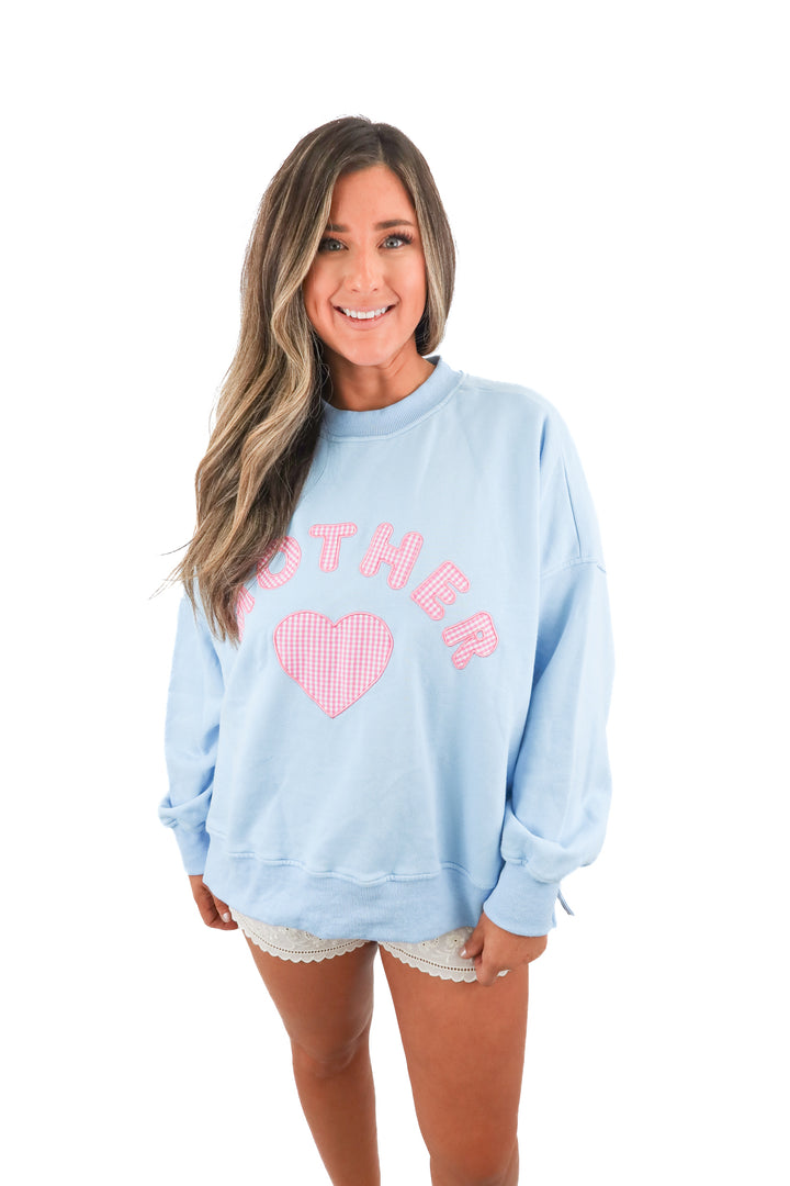 the beach club blue "mother" sweatshirt (L; retail $60)