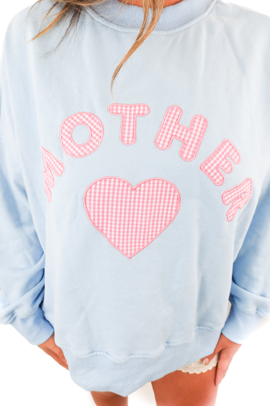 the beach club blue "mother" sweatshirt (L; retail $60)