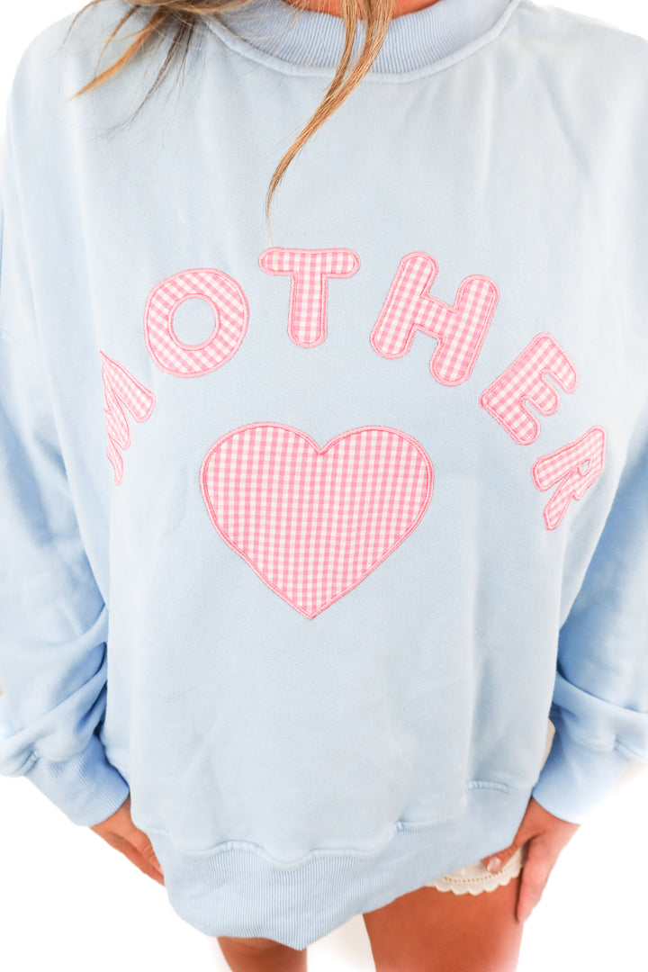 the beach club blue "mother" sweatshirt (L; retail $60)