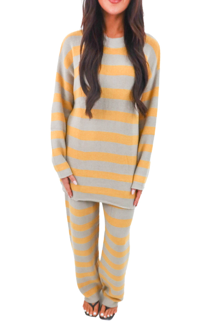 25. grey and yellow striped top (s; retail $75)