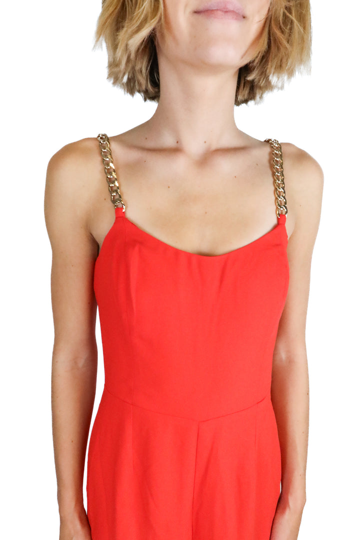 lilly pulitzer red jumpsuit with chain straps NWT (0; retail $248)