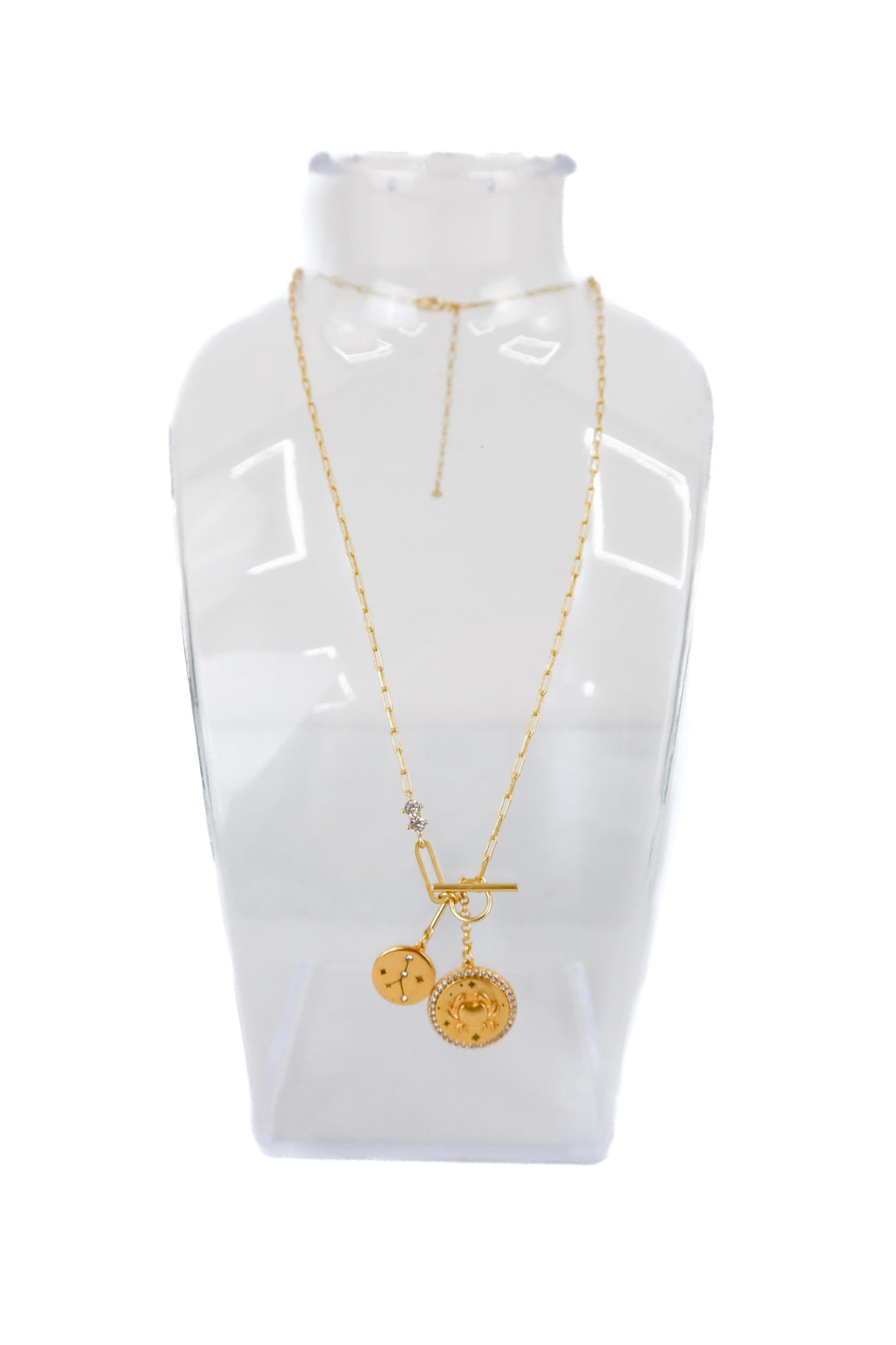 astrology gold drop necklace
