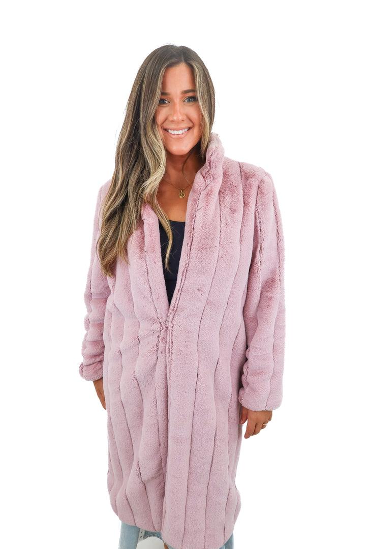 lulus purple long fur coat (s)