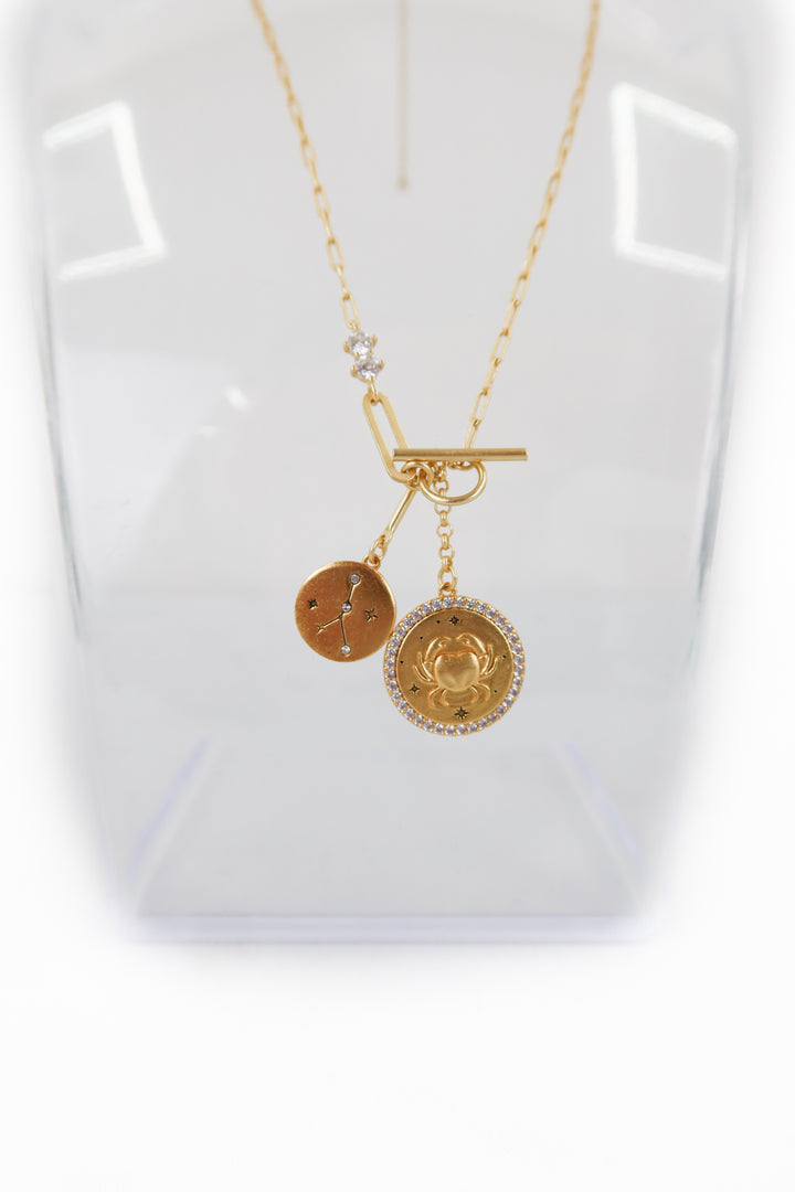 astrology gold drop necklace