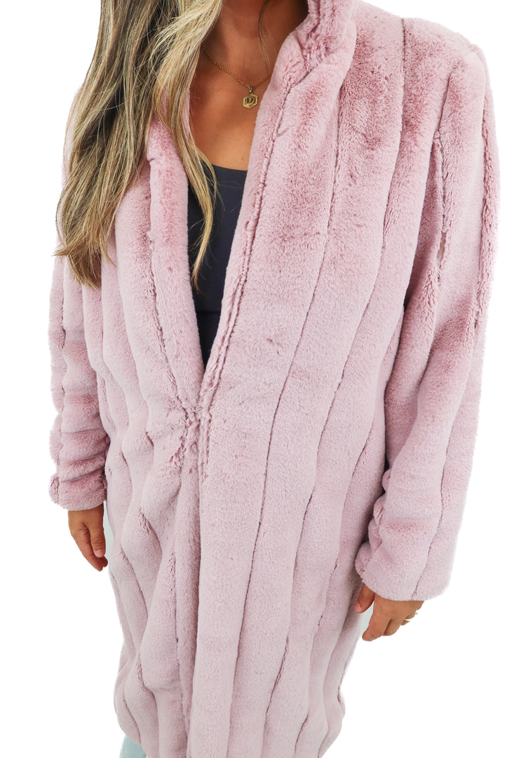 lulus purple long fur coat (s)