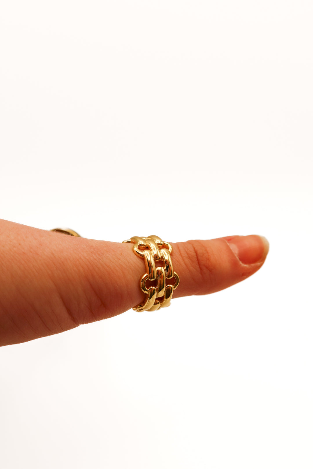 Gorjana gold watch chain link ring (8; retail $60)