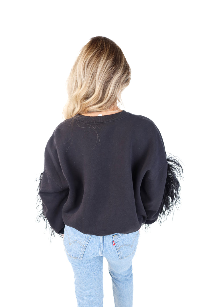 Mallory Ervin black feather Santa crewneck (s)