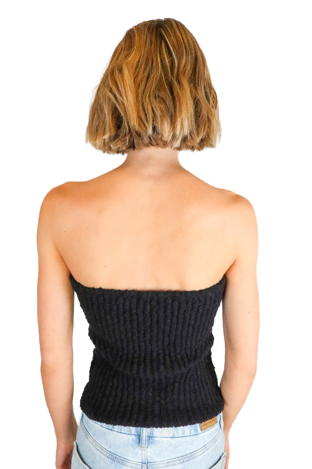 NBD Black Strapless Knit Top NWT (M; retail $108)