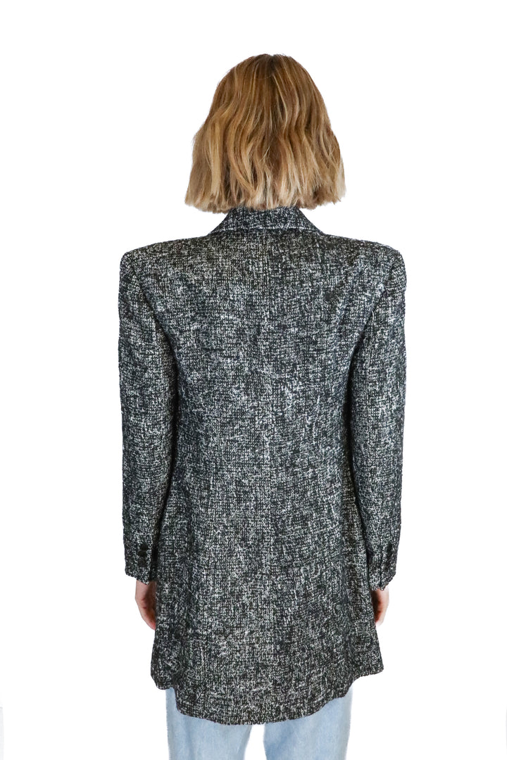 L'Academie Black and White Tweed Coat NWT (S; retail $398)