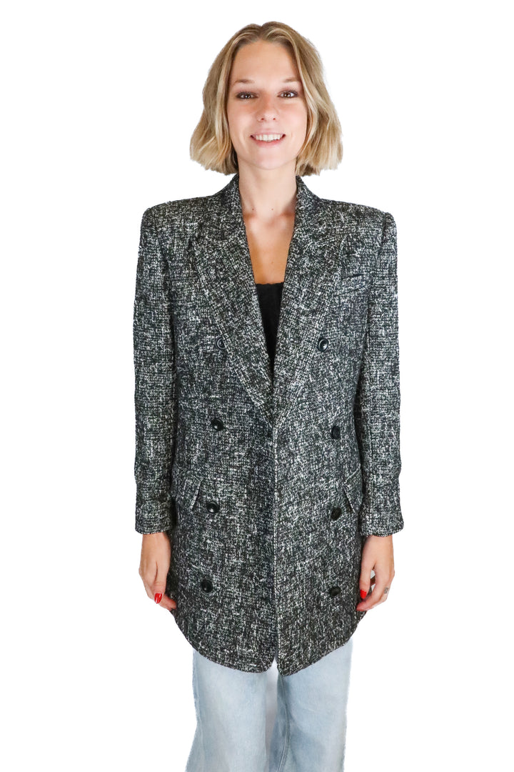 L'Academie Black and White Tweed Coat NWT (S; retail $398)