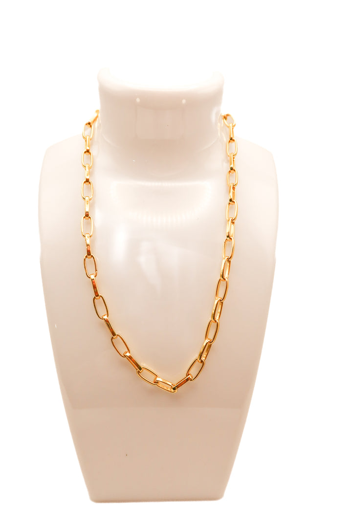 Gold medium chain link choker necklace