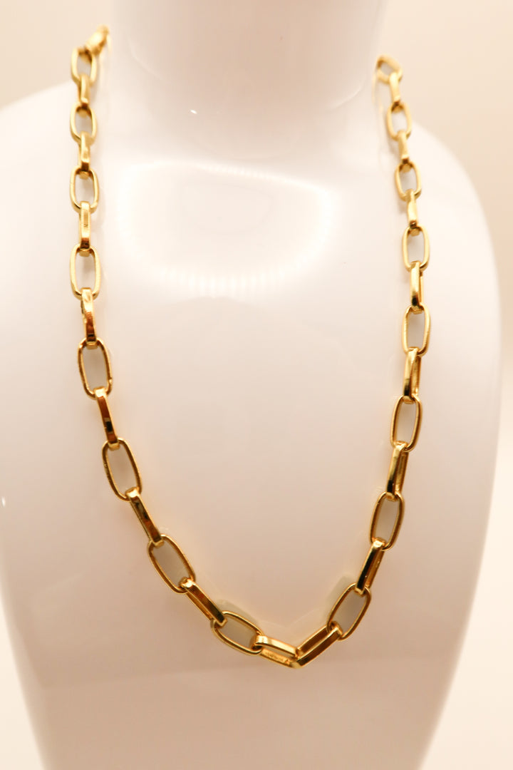 Gold medium chain link choker necklace