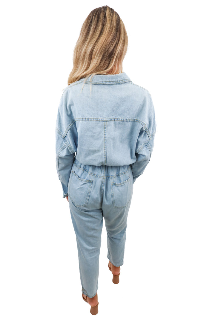 Mable denim jumpsuit (S/M; retail $130)