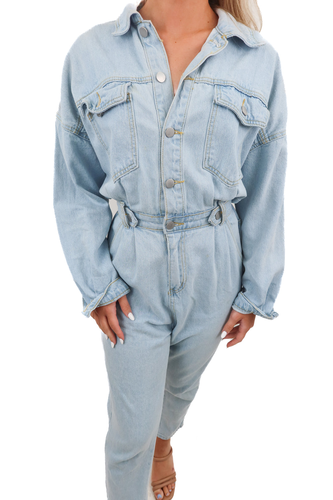 Mable denim jumpsuit (S/M; retail $130)