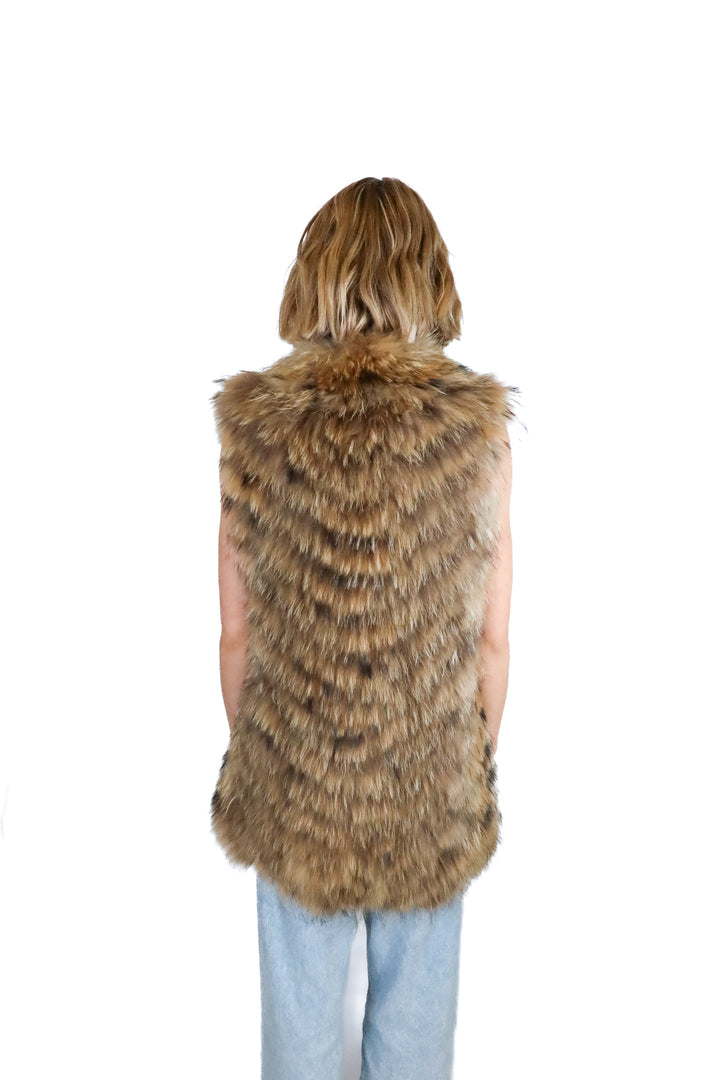 BCBG Maxazria Genuine Fur Long Vest (XXS; retail $495)