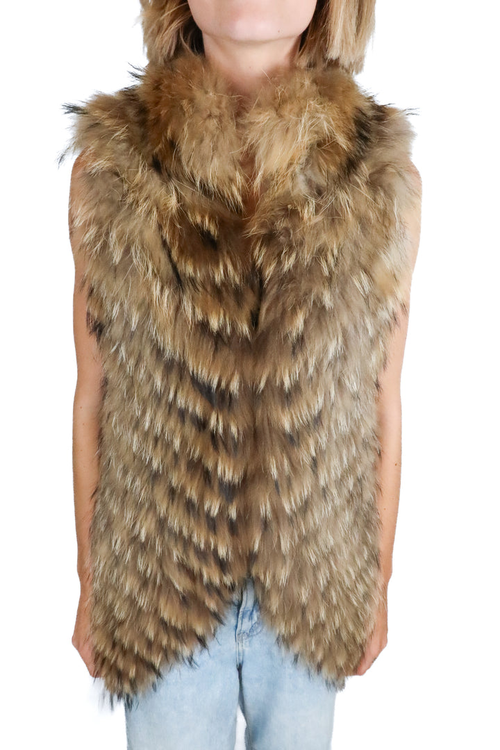 BCBG Maxazria Genuine Fur Long Vest (XXS; retail $495)