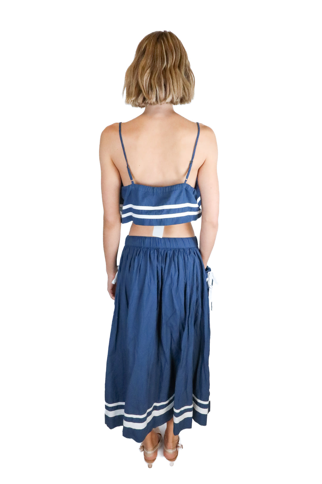 Free People Navy Blue and White Striped Set (XS; retail $128)