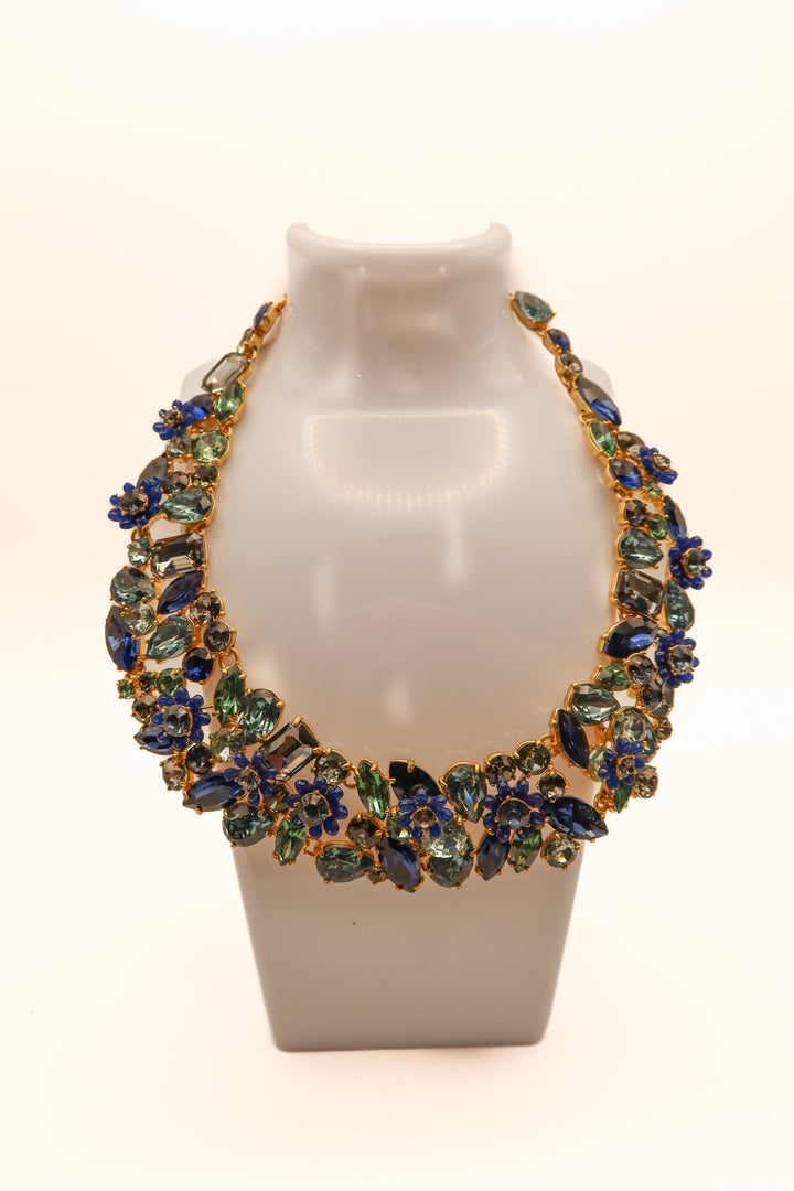 Vintage J. Crew Floral Crystal Collar Necklace